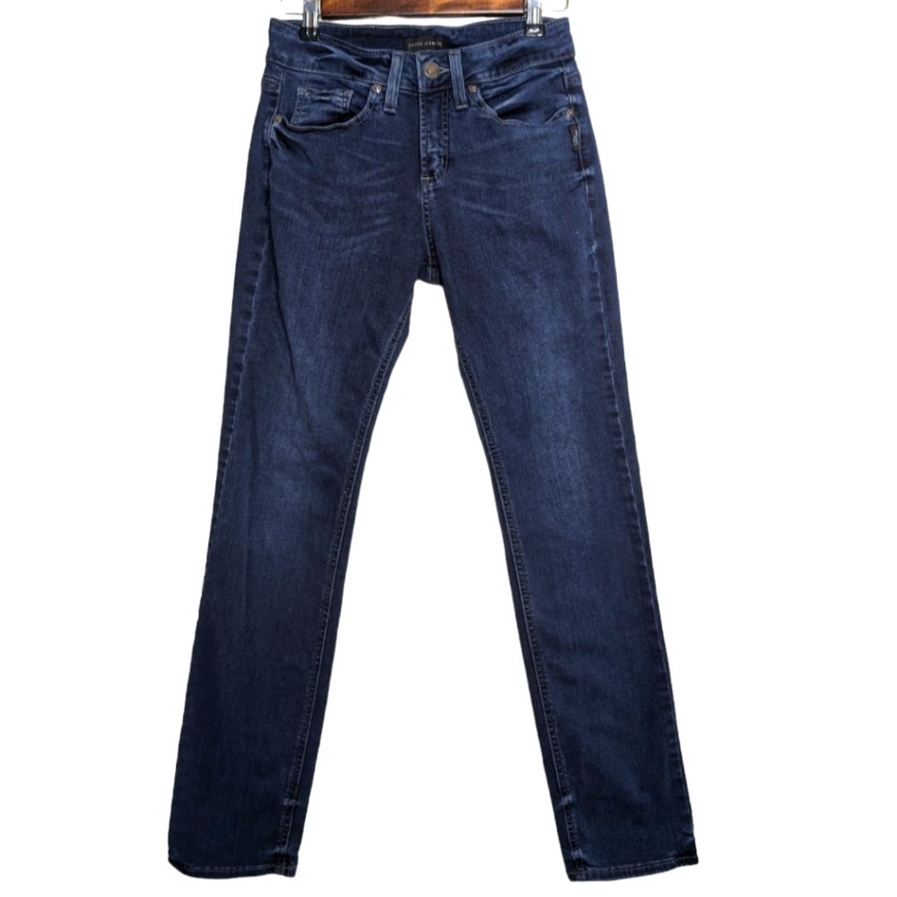 Silver Jeans Co Women's Suki Straight Dark Wash Blue Casual Jeans Size 26/31